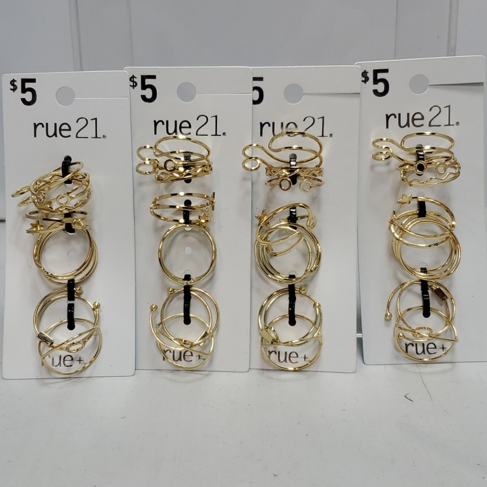 4 cards for $12 Rue 21   4 cards gold multi ring set